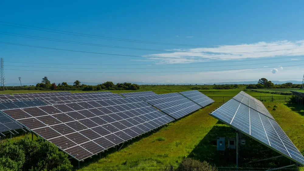 Paneles solares en un campo verde